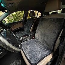 Хутряні універсальні накидки - чохли на передні сидіння авто з овчини (Еко-хутро) сірі, фото 5