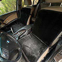 Хутряні універсальні накидки - чохли на передні сидіння авто з овчини (Еко-хутро) чорні, фото 5