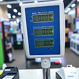 Ваги настільні зі стійкою на 2 дисплеї для торгівлі до 50 кг до 100 год роботи від заряду аккумулятора з підсвіткою, фото 3