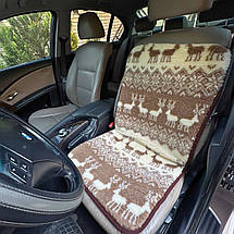 Хутряна універсальна накидка - чохол на переднє сидіння авто з овчини (Еко-хутро) олені, фото 5