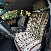 Хутряна універсальна накидка - чохол на переднє сидіння авто з овчини (Еко-хутро) орнамент, фото 5