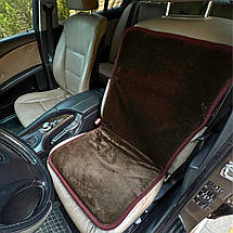Хутряна універсальна накидка - чохол на переднє сидіння авто з овчини (Еко-хутро) коричневий, фото 5