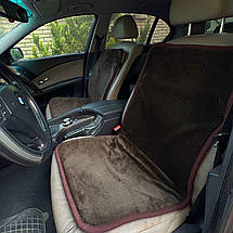 Хутряні універсальні накидки - чохли на передні сидіння авто з овчини (Еко-хутро) коричневі, фото 5