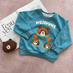 Кофта для хлопчика світшот "Ведмедик" Блакитна 7221, 22, JUN XIONG, Блакитний, Для дівчаток, Весна Осінь, 98