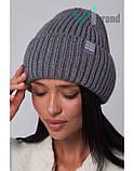 Шапка вовняна жіноча ODYSSEY Дайро Стильна жіноча зимова шапка з закотом, фото 6