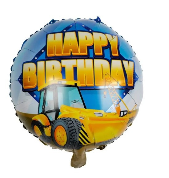 Повітряна фольгована куля "Happy Birthday" будівельна техніка (Китай)