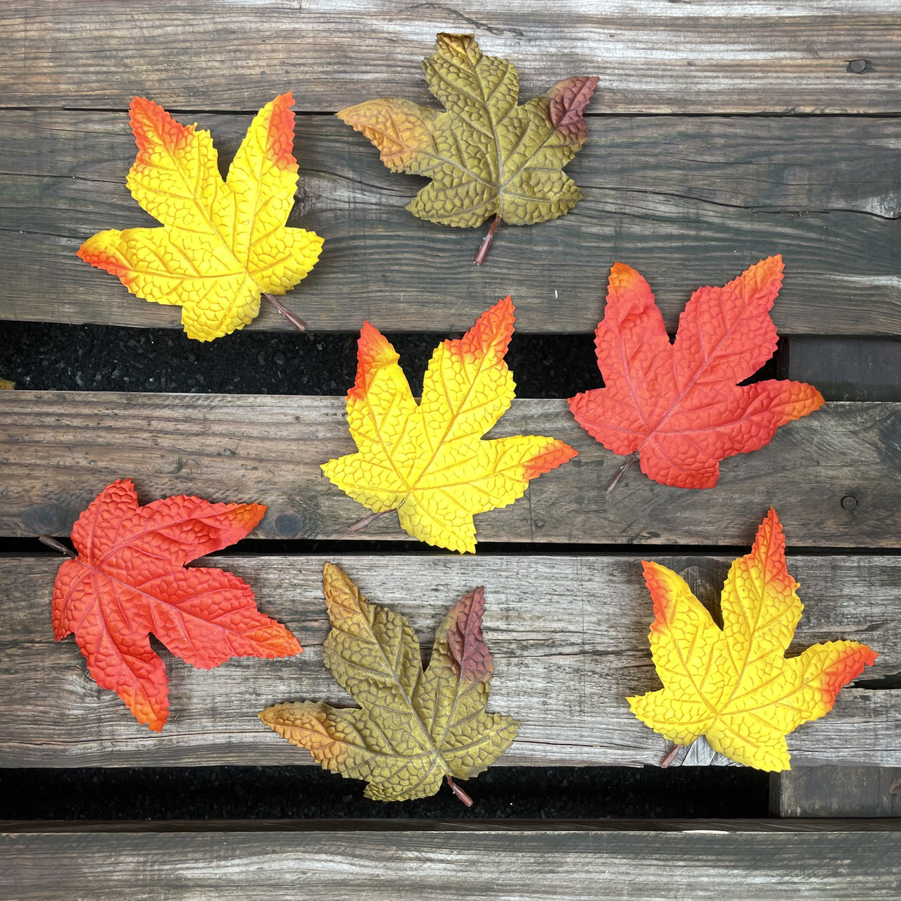 Штучне листя клена мікс 20 шт. в уп 12 см, фото 1