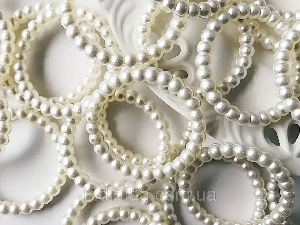 Елегантні акрилові кільця з намистин, 4 см Кільця для серветок Перлинки 6 шт, фото 1