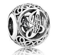 Срібний шарм на браслет Пандора (Супер шоп) «Буква J» 791854CZ