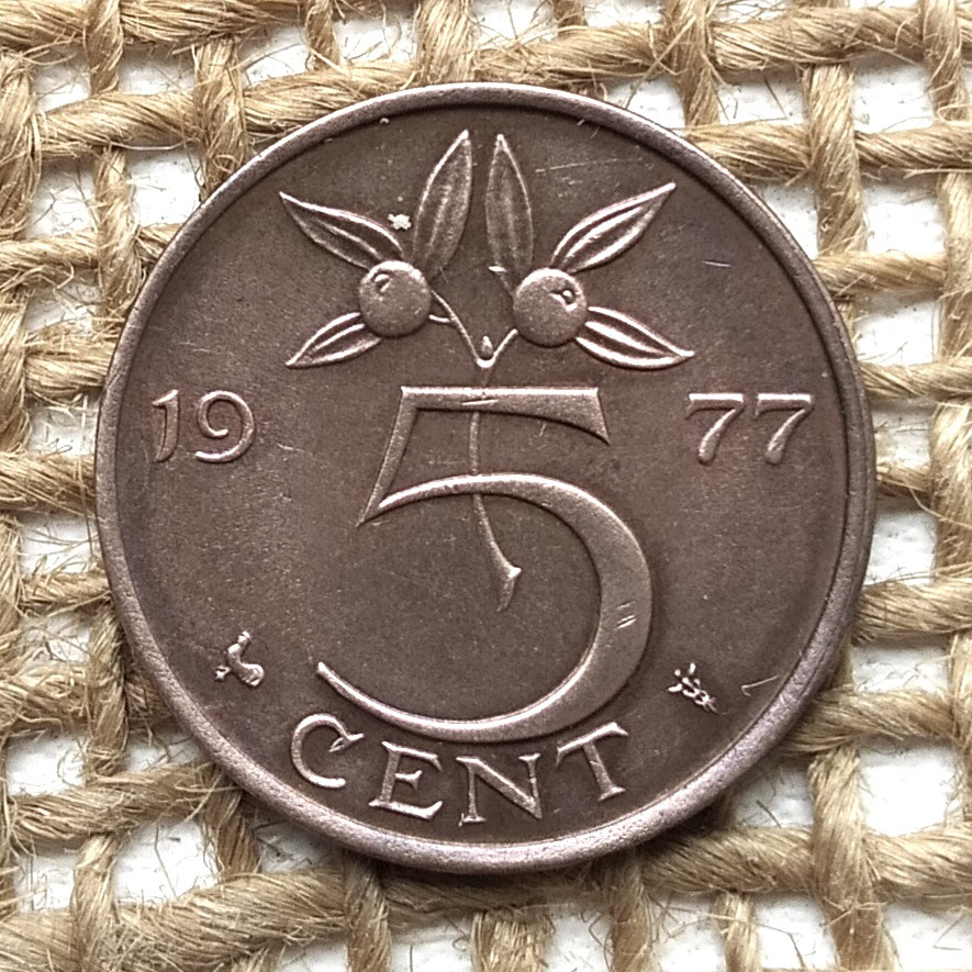 5 центiв 1977 року. Нiдерланди, фото 1