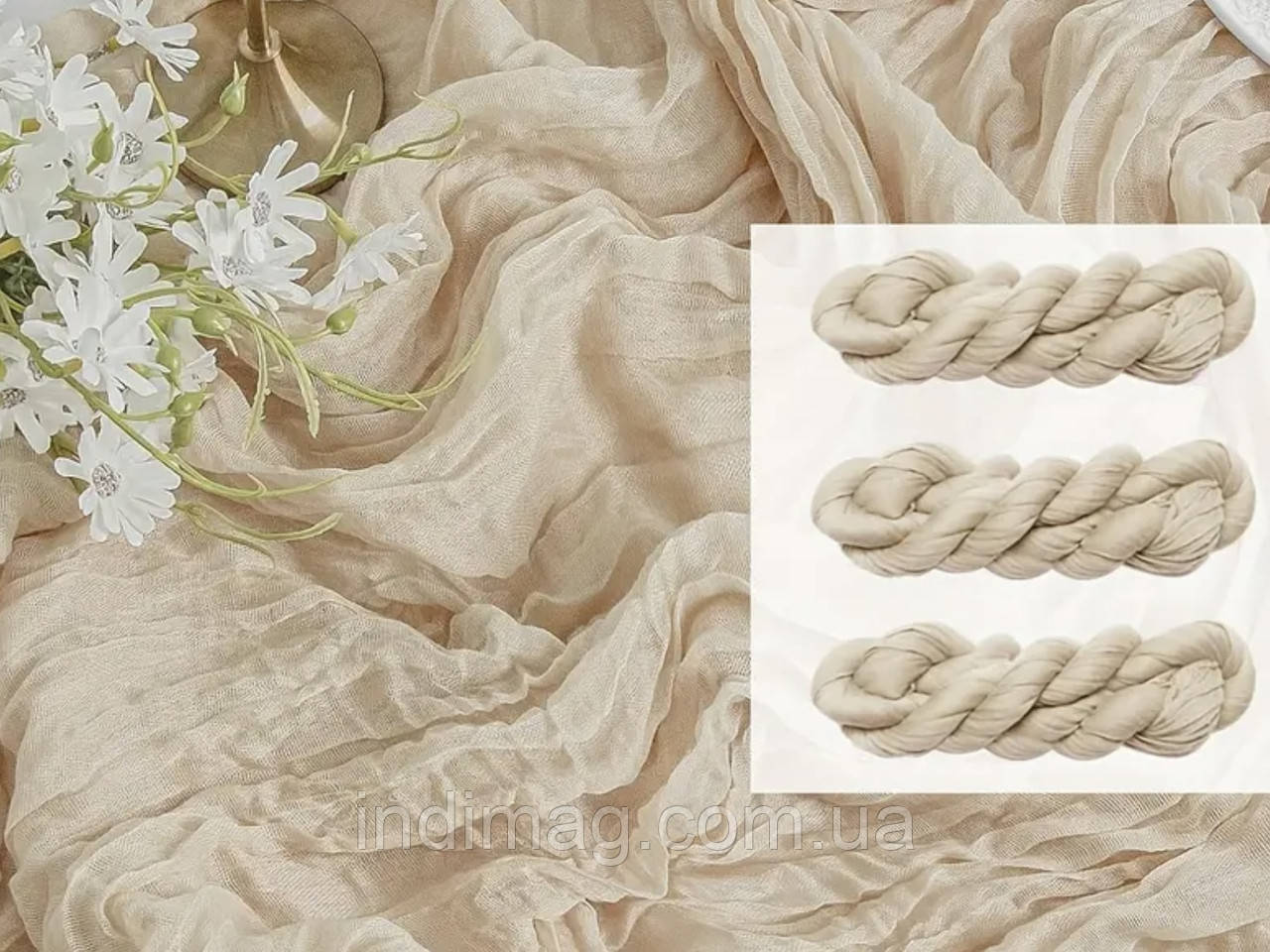 Ранер світло-бежевий 90×300 см із жатої тканини під марлю, фото 1