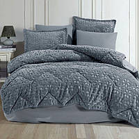 Двоспальний комплект постільної білизни з ковдрою Clasy Wellsoft Jacquard "Babil V-3" Gri Туреччина