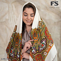 Сучасна кремова вовняна народна хустина Софія, фото 2