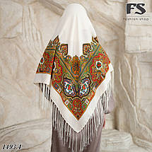 Сучасна кремова вовняна народна хустина Софія, фото 5