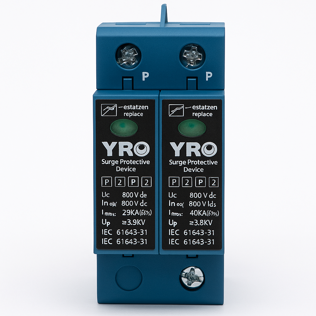 Пристрій захисту від імпульсних перенапруг (ПЗІП) (SPD) YRO Y RSP-D2 2P 20-40KA 800VDCT2, фото 1