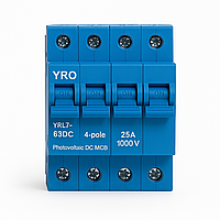 Автоматичний вимикач постійного струму YRO YRL7-63DC 4P 25A 1000V