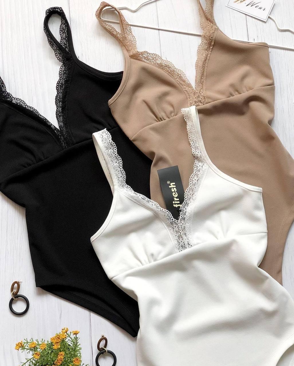 Жіноче боді з креп-дайвінгу Модель: 1554-549 Тканина: креп-дайвінг Колір: чорний, беж, молоко, фото 1