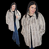 Гарний оригінальний норковий кожушок автоледі з натуральної сіро-блакитної норки розмір 48 50, фото 10