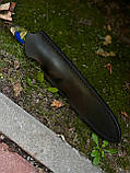 Ніж ручної роботи із ламінованого дамаска «Акула #3» зі шкіряними піхвами, 60-61 HRC., фото 8