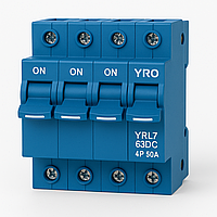 Автоматичний вимикач постійного струму YRO YRL7-63DC 4P 50A 1000V