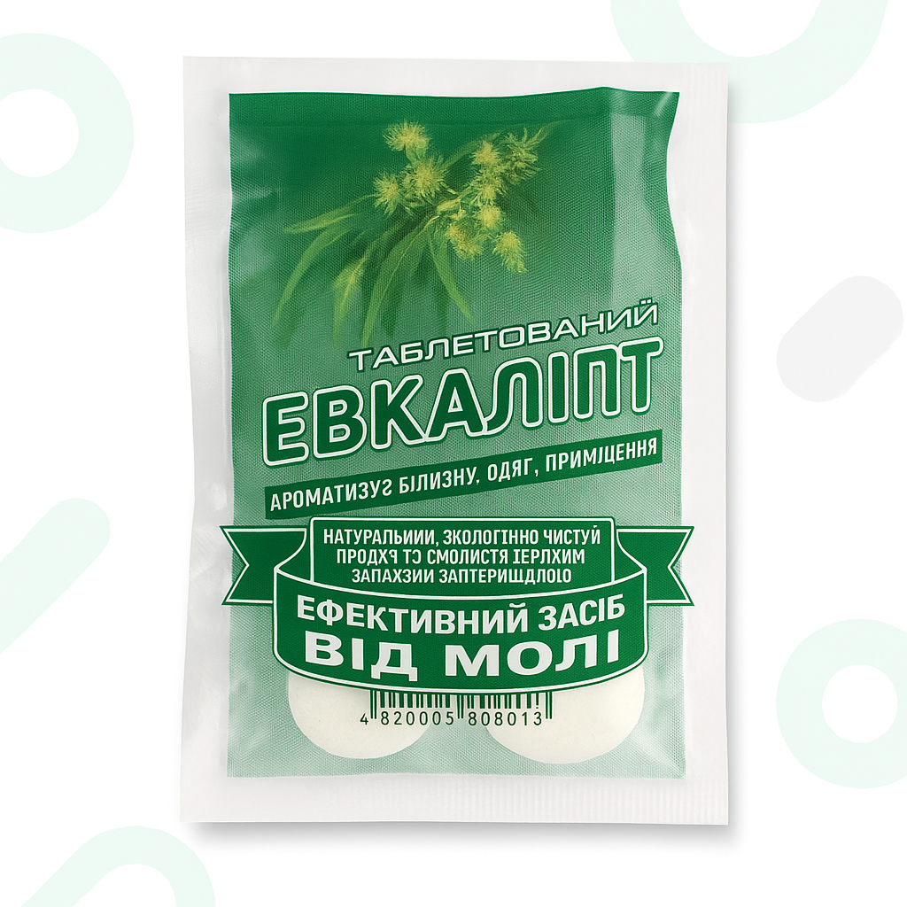 Засіб від молі ароматизований Біон Евкаліпт, 4 таблетки (60 г), фото 1