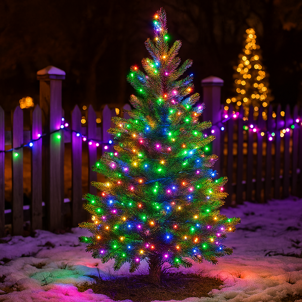 Гірлянда Нитка вулична 30 (м) 300 LED гірлянда на вулицю 8 режимів роботи чорний дріт Мультиколор, фото 1