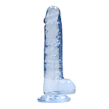 Прозорий фалоімітатор на присосці Shots Realrock Crystal Clear Dildo 7" Blue, фото 2