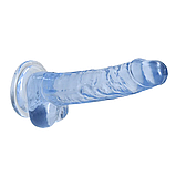 Прозорий фалоімітатор на присосці Shots Realrock Crystal Clear Dildo 7" Blue, фото 3