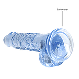 Прозорий фалоімітатор на присосці Shots Realrock Crystal Clear Dildo 7" Blue, фото 4