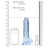 Прозорий фалоімітатор на присосці Shots Realrock Crystal Clear Dildo 7" Blue, фото 6