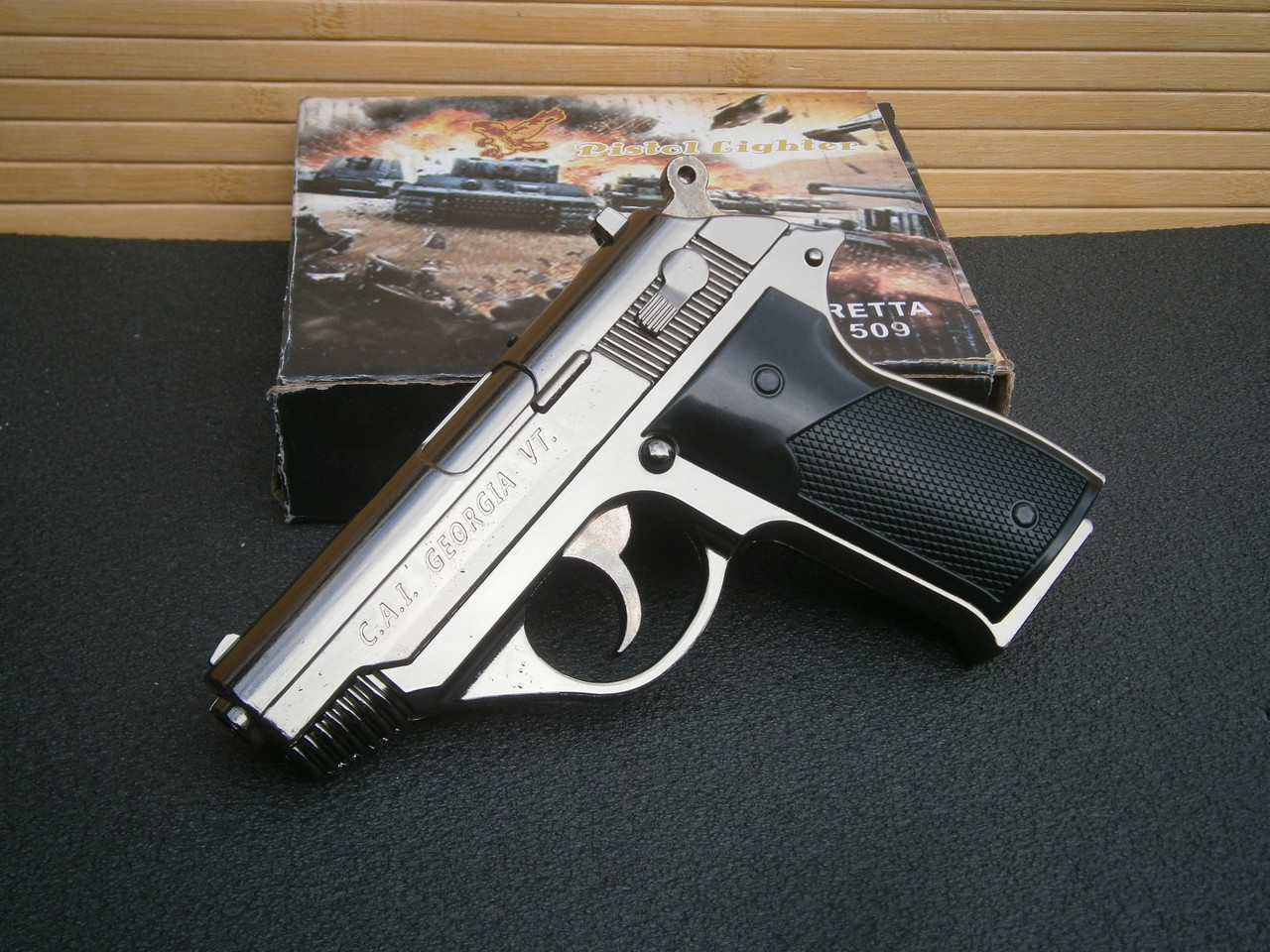 Запальничка пістолет C.A.I. Georgia VT "Джорджія ВТ" турбо газова металева сувенірна чорна, фото 1