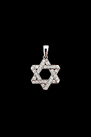 Срібна підвіска "Зірка Давида" з кубічним цирконієм покрита родієм— символ віри та сяйва