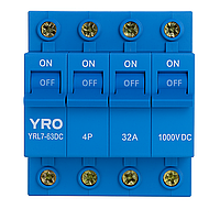 Автоматичний вимикач постійного струму YRO YRL7-63DC 4P 32A 1000V