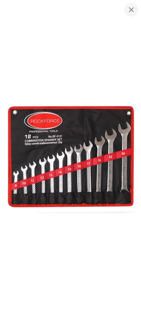Набір ключів комбінованих 12пр. на полотні (8, 10-17, 19, 22, 24мм) RF-5121, фото 1