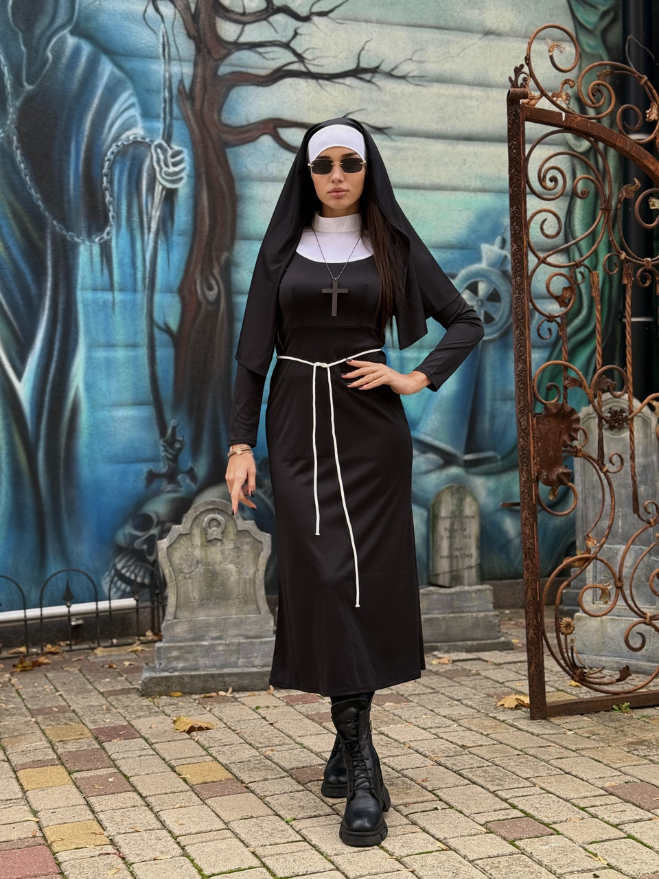 КОСТЮМ МОНАШКИ (СУКНЯ + ВУАЛЬ НА ГОЛОВУ), костюм черниці, жіночий костюм, фото 1