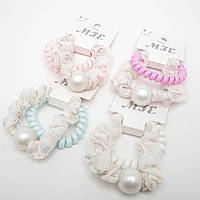 Набір резинок для волосся, 2 шт. (Резинка-спіралька + тканинна)