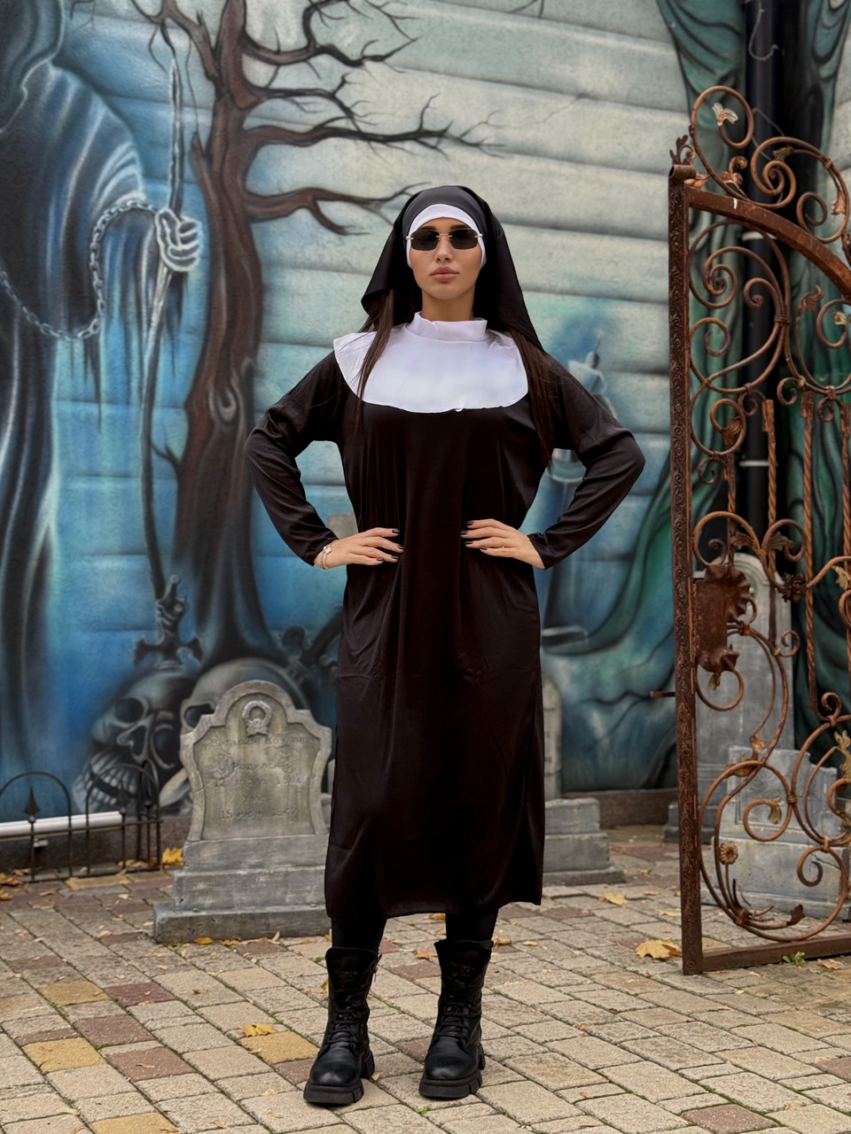 КОСТЮМ МОНАШКИ (СУКНЯ + ВУАЛЬ НА ГОЛОВУ), костюм черниці, жіночий костюм, фото 1