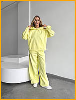 Жіночий костюм трикотаж на флісі оверсайз худі вшитий капюшон регульований низ перетворюється в джоггери коричневий чорний 42-48