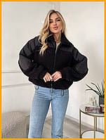 Жіноча куртка тедді комбінована плащовка на синтепоні весна осінь бежевий 42-48