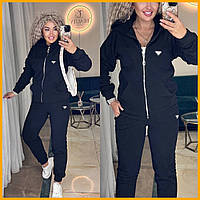 Жіночий костюм на флісі спортивний демісезонний худі на блискавці з капюшоном м'який зручний 5 кольорів 42-52