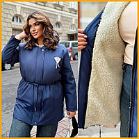 Жіноча парка на штучному хутрі водостійка з капюшоном кишені довга шоколад 48-58