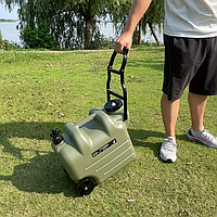 Каністра для води, 28 л, з краном. З розкладанною ручкою і на колесах.