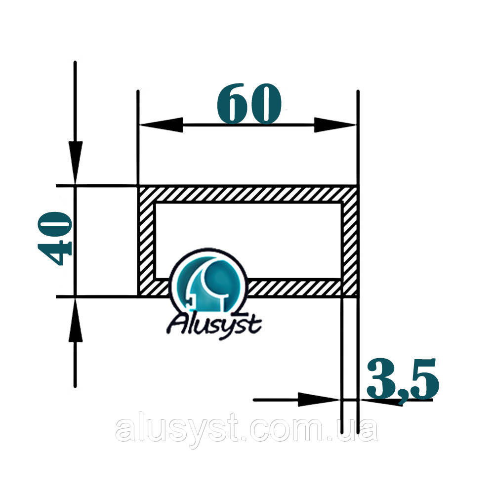 60х40х3,5 / труба 50см / анодована