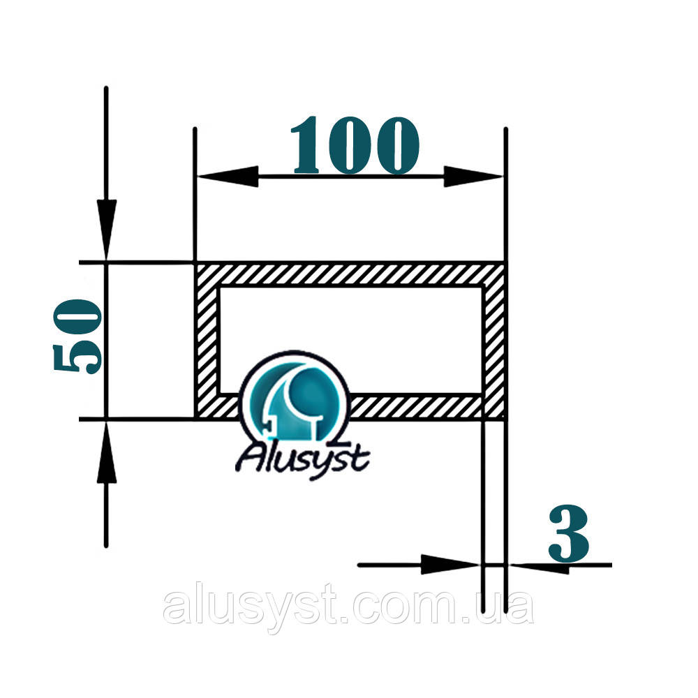 100х50х3 / 50см / труба прямокутна / без покриття