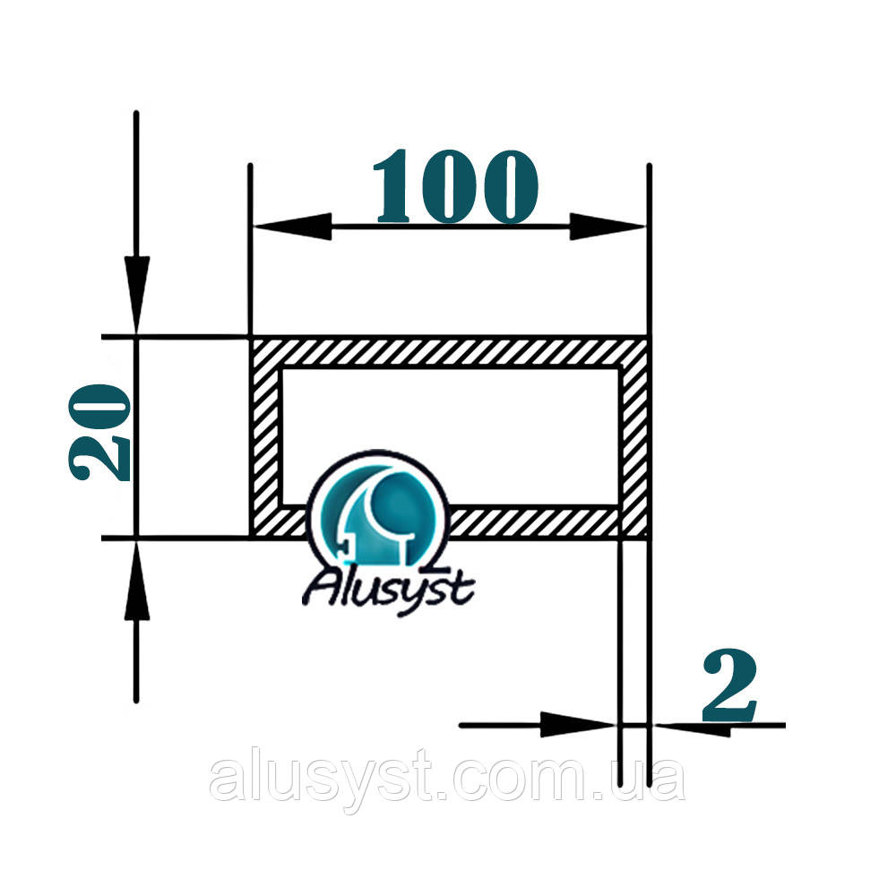 100х20х2 / труба 50см / анодована, фото 1