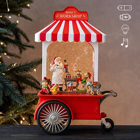 Новорічний ліхтар з підсвіткою та музикою "Різдвяна майстерня", 27 см