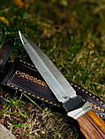 Кинджал XL ручної роботи «Терн  #3» зі шкіряними піхвами N690/60-61 HRC., фото 5