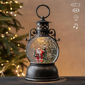 Новорічний ліхтар з підсвіткою та музикою "Світло Санти", 24 см