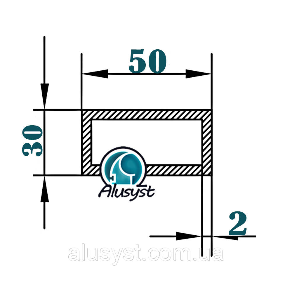 50х30х2 / труба 50см / анодована, фото 1