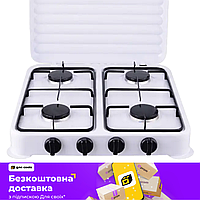 Настільна газова плита STARLUX SGS-6004 (4 конфорки) компактна портативна плита для дому, дачі та кемпінгу, біла